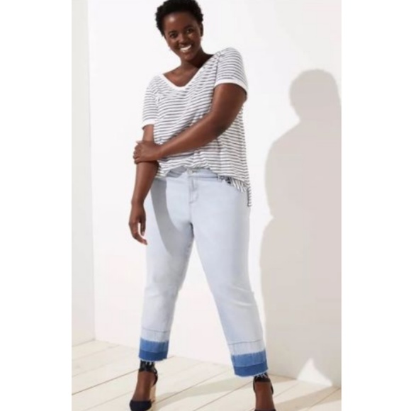 LOFT Denim - LOFT Plus Unpicked Straight Crop Jeans